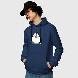 Толстовка-худи хлопковая мужская Глазастый пингвин, цвет: тёмно-синий — фото 2