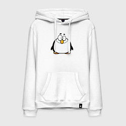 Толстовка-худи хлопковая мужская Глазастый пингвин, цвет: белый