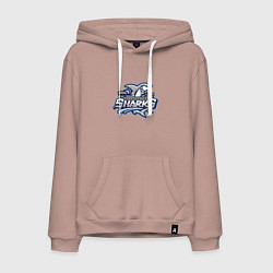 Толстовка-худи хлопковая мужская Wilmington sharks -baseball team, цвет: пыльно-розовый