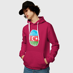 Толстовка-худи хлопковая мужская Азербайджан - Отпечаток, цвет: маджента — фото 2
