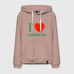 Толстовка-худи хлопковая мужская Love Azerbaijan, цвет: пыльно-розовый