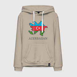 Толстовка-худи хлопковая мужская Map Azerbaijan, цвет: миндальный