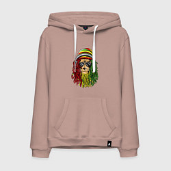 Толстовка-худи хлопковая мужская Rasta lioN, цвет: пыльно-розовый