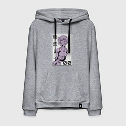 Толстовка-худи хлопковая мужская Neon Genesis Evangelion Рей 09, цвет: меланж