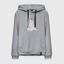 Толстовка-худи хлопковая мужская КОТОЁЛКА новый год, цвет: меланж