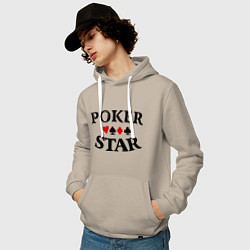 Толстовка-худи хлопковая мужская Poker Star, цвет: миндальный — фото 2
