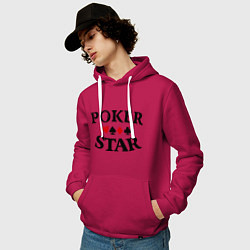 Толстовка-худи хлопковая мужская Poker Star, цвет: маджента — фото 2