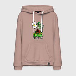 Толстовка-худи хлопковая мужская Plants vs Zombies рука зомби, цвет: пыльно-розовый