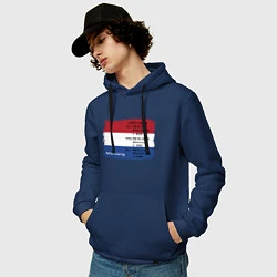 Толстовка-худи хлопковая мужская Для дизайнера Флаг Нидерландов, цвет: тёмно-синий — фото 2