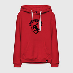 Толстовка-худи хлопковая мужская VOLVO логотип чёрный, цвет: красный