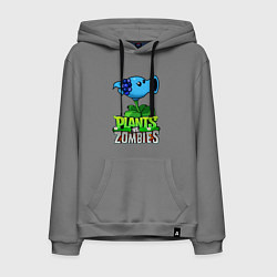 Толстовка-худи хлопковая мужская Plants vs Zombies Морозный Горох, цвет: серый