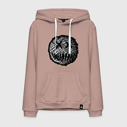 Толстовка-худи хлопковая мужская Жуткая рожица пиксельная, цвет: пыльно-розовый