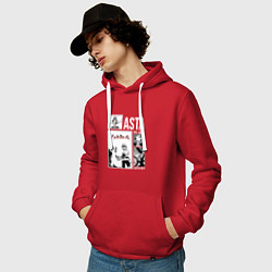 Толстовка-худи хлопковая мужская Asta art, цвет: красный — фото 2