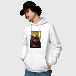 Толстовка-худи хлопковая мужская Патрик Губка Боб Мона Лиза, цвет: белый — фото 2