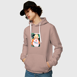 Толстовка-худи хлопковая мужская Fairy Tail, Мавис Вермиллион, цвет: пыльно-розовый — фото 2