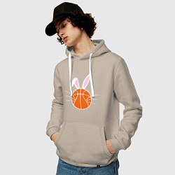 Толстовка-худи хлопковая мужская Basketball Bunny, цвет: миндальный — фото 2