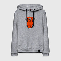 Толстовка-худи хлопковая мужская Забаный красный кот, цвет: меланж