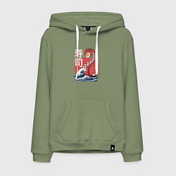 Толстовка-худи хлопковая мужская Kraken Kawaii Sushi, цвет: авокадо