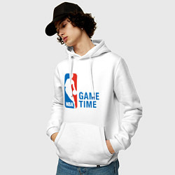 Толстовка-худи хлопковая мужская NBA Game Time, цвет: белый — фото 2