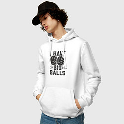 Толстовка-худи хлопковая мужская Big Balls, цвет: белый — фото 2
