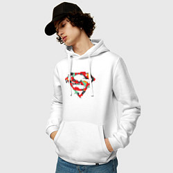Толстовка-худи хлопковая мужская Logo Superman, цвет: белый — фото 2