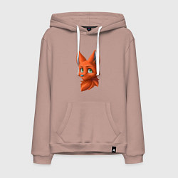 Толстовка-худи хлопковая мужская Милая лисичка Cute fox, цвет: пыльно-розовый