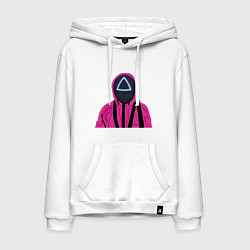 Толстовка-худи хлопковая мужская Squid game розовый, цвет: белый