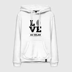 Толстовка-худи хлопковая мужская AC Milan Love Классика, цвет: белый