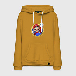 Толстовка-худи хлопковая мужская Марио 3d, цвет: горчичный
