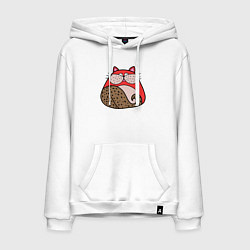Толстовка-худи хлопковая мужская Красный абстрактный кот, цвет: белый