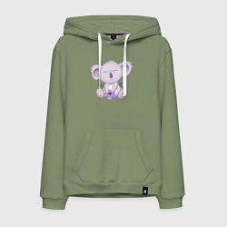 Толстовка-худи хлопковая мужская Милая Коала Сидит С Цветком, цвет: авокадо