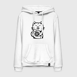Толстовка-худи хлопковая мужская JDM Cat & Engine Japan, цвет: белый