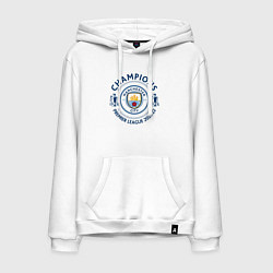 Толстовка-худи хлопковая мужская Manchester City Champions 20212022, цвет: белый