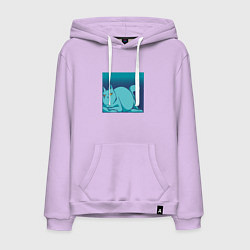 Толстовка-худи хлопковая мужская Ленивый котик в квадрате Lazy Cat Square, цвет: лаванда