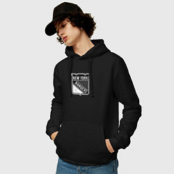 Толстовка-худи хлопковая мужская New York Rangers Серый, цвет: черный — фото 2