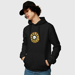 Толстовка-худи хлопковая мужская Череп Подсолнух Sunflower Skull, цвет: черный — фото 2
