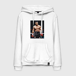 Толстовка-худи хлопковая мужская Майк Тайсон Фото с авторгафом Mike Tyson, цвет: белый
