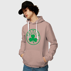 Толстовка-худи хлопковая мужская Celtics - Селтикс, цвет: пыльно-розовый — фото 2