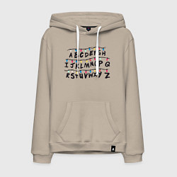 Толстовка-худи хлопковая мужская STRANGER THINGS ALPHABET, цвет: миндальный