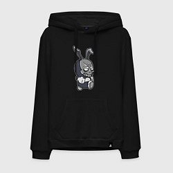 Толстовка-худи хлопковая мужская Cool hare Hype Крутой заяц Шумиха, цвет: черный
