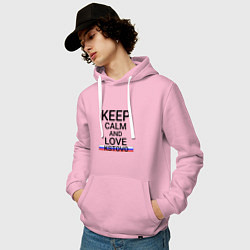 Толстовка-худи хлопковая мужская Keep calm Kstovo Кстово, цвет: светло-розовый — фото 2