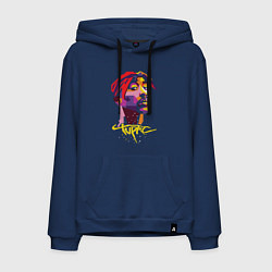 Толстовка-худи хлопковая мужская Tupac Color, цвет: тёмно-синий