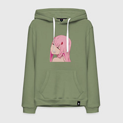 Толстовка-худи хлопковая мужская Zero Two крупный план, цвет: авокадо