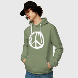 Толстовка-худи хлопковая мужская Pacific symbol white, цвет: авокадо — фото 2