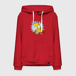 Толстовка-худи хлопковая мужская Барт Симпсон корчит рожицу!, цвет: красный