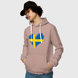 Толстовка-худи хлопковая мужская Сердце - Швеция, цвет: пыльно-розовый — фото 2