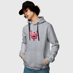 Толстовка-худи хлопковая мужская Зомби - карамелька, цвет: меланж — фото 2