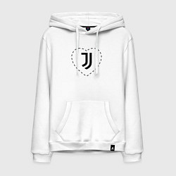 Толстовка-худи хлопковая мужская Лого Juventus в сердечке, цвет: белый