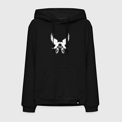 Толстовка-худи хлопковая мужская Hollywood Undead - две птице, цвет: черный