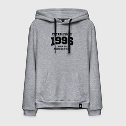 Толстовка-худи хлопковая мужская Основана в 1996 году и доведена до совершенства, цвет: меланж